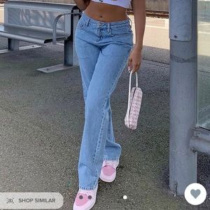 Low Rider Slouch Fit Jeans - Light Blue Wash